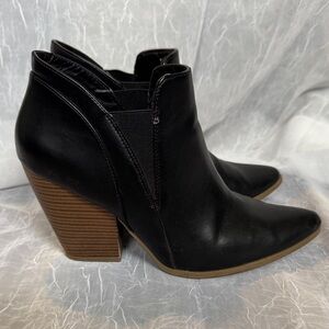 a.n.a Black Ankle Boots with Stacked Heel